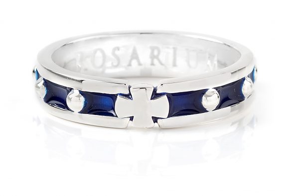 anello rosario argento blu unisex