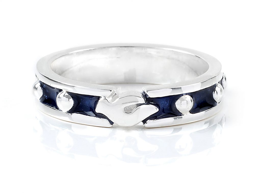 Anello rosario colomba argento blu uomo donna -Rosarium Classic